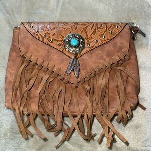 Brown Fringe Leather Women Bag